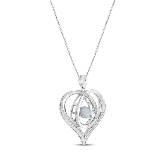 NEW Kay Jewelers Opal Heart with White Lab-Created Sapphires Necklace - Picture 7 of 8
